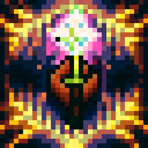Create a close-up portrait of a wizard's staff as a game icon using 32x32 pixel art in a skillful and intricate style, with glowing runes, sparkling gems, and intricate carvings.