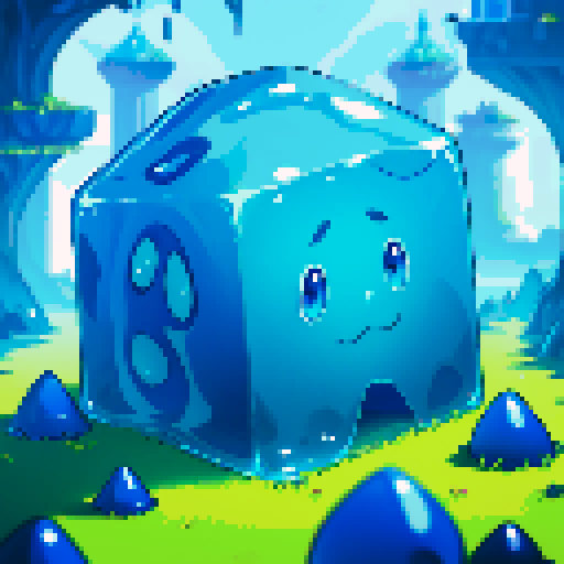 Blue Slime cube, Gelatinous cube, giant Slime, boss fight