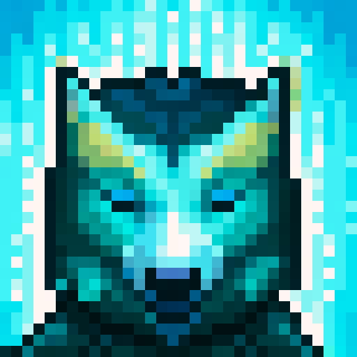 Wolf avatar, portrait, glowing eyes
