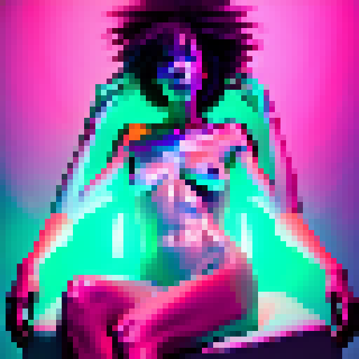 Makima, alluring and confident, perches nude atop a sleek black chair, her form illuminated by a neon pink glow, beckoning to the viewer in a hyperrealistic anime art style, from the show chainsaw man.