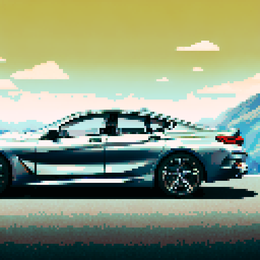 Photorealistic, centered BMW 8 series in a three quarter view, right wheel in front, clean background, pixel art style with sRGB colors
