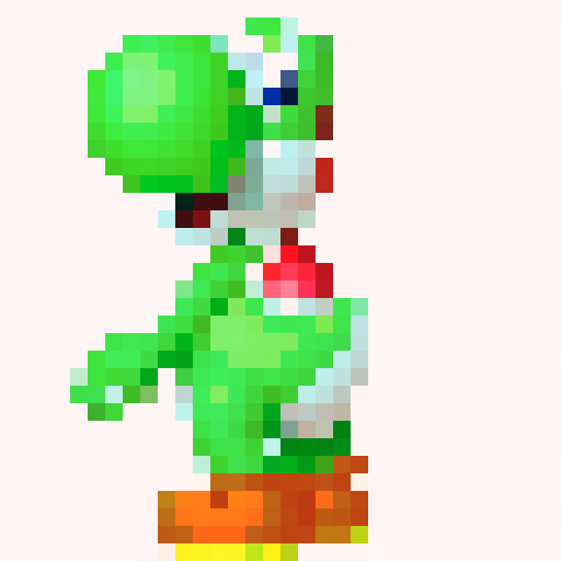 Yoshi, game icon, 32x32 pixel art, skill art, close up, vibrant colors, adorable expression, detailed shading, smooth lines, dynamic pose, animated features, lively eyes