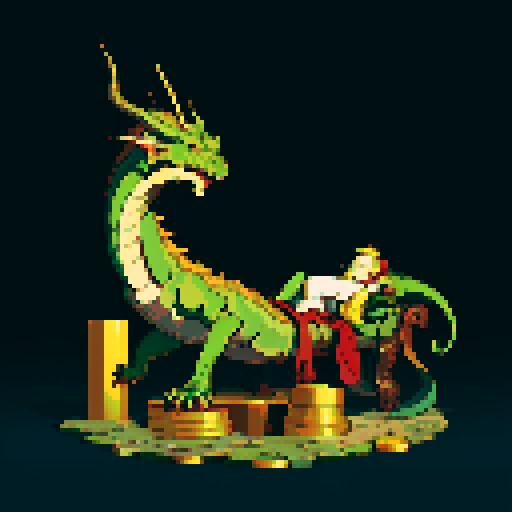 dragon, hoard of gold coins, dragon laying on pile of gold coins, dragon lounging, dragon alone, full-body image of dragon
