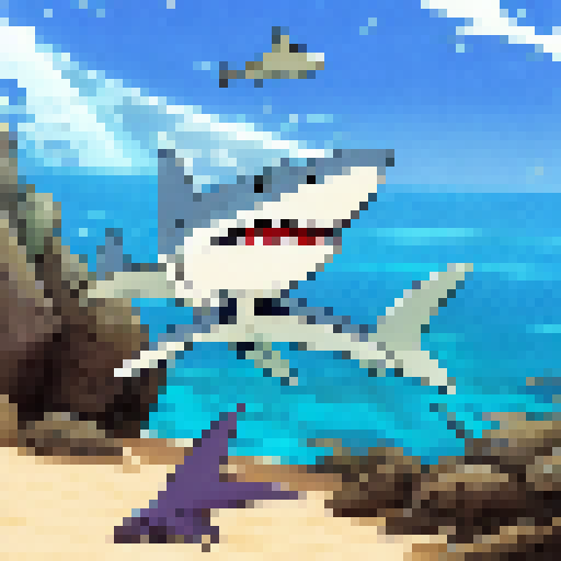 Crab fighting with a shark