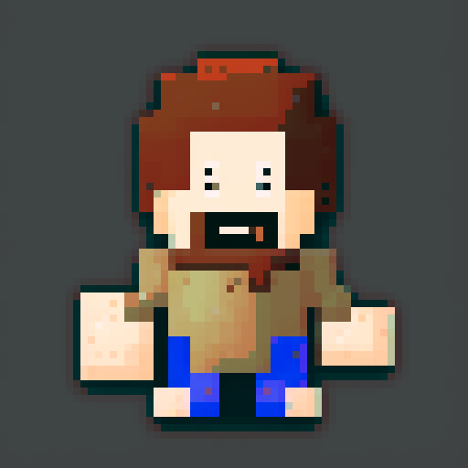 rugged, handsome, pirate captin, vibrant, pixelated character sprite jumps, runs, and swings a sword in a fantasy-themed, pixel art world. he also shoots pistols.