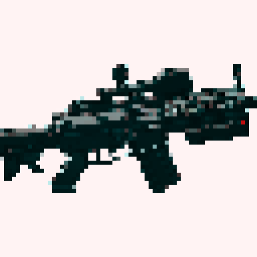 M4A1 Rifle icon, white background, black icon, pixel art