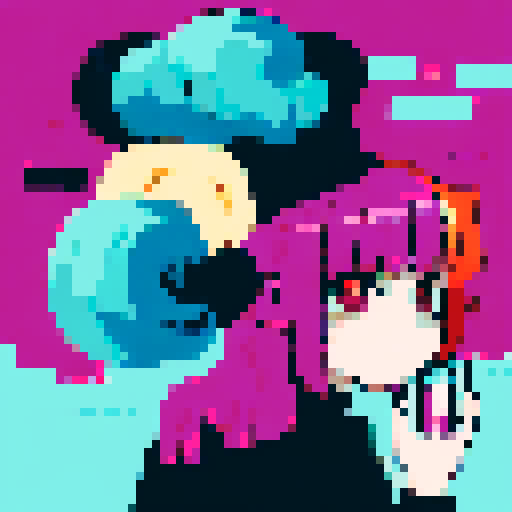 A girl with sandy blonde wavy long hair, wearing a pink apron and holding a nail polish bottle. 