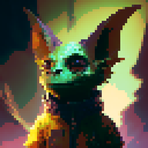 bold, fierce, yet slightly adorable goblin with glowing eyes