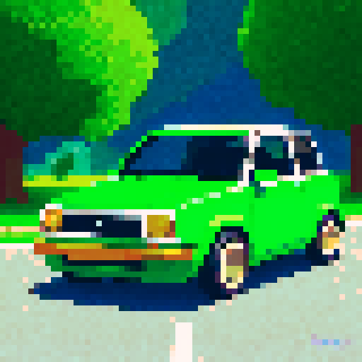 pixel car, landscape