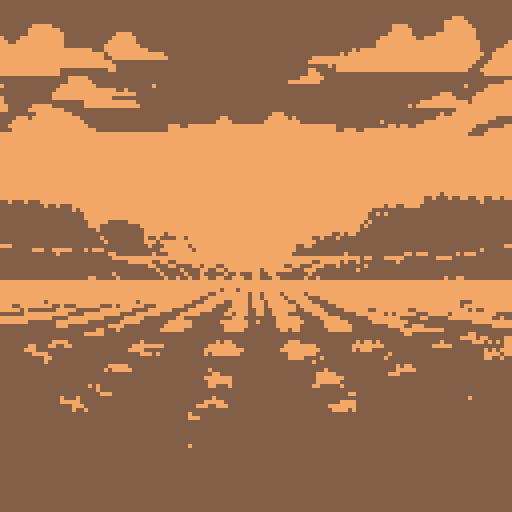 An autumn field glows orange in the sunset