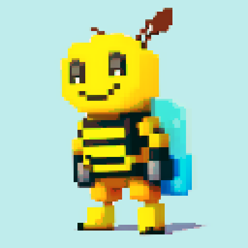 antropomorphic smiling bee in pants