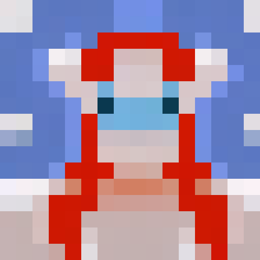 Ethereal Lucario, shimmering and translucent, gazes directly into the viewer's eyes in a 16x16 pixel art, her piercing blue aura contrasting with her white fur and red eyes, evocative of a classic game icon.