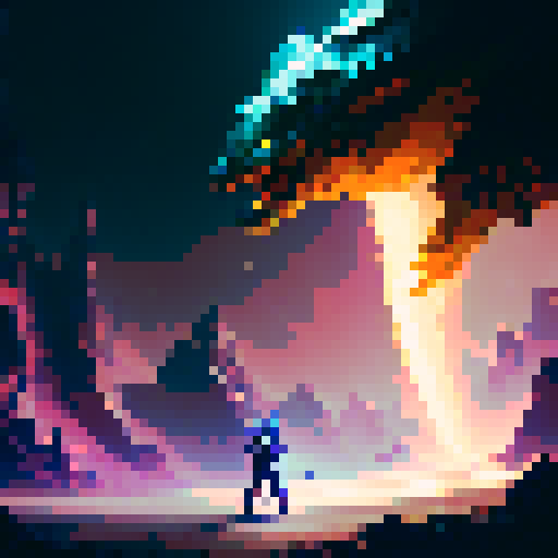 player, mario, wielding a glowing sword, clad in a suit of shining armor, battling fierce dragons and fire-breathing monsters, surrounded by a lush enchanted forest, with majestic castles and towering mountains in the background, all in the style of a fantasy RPG