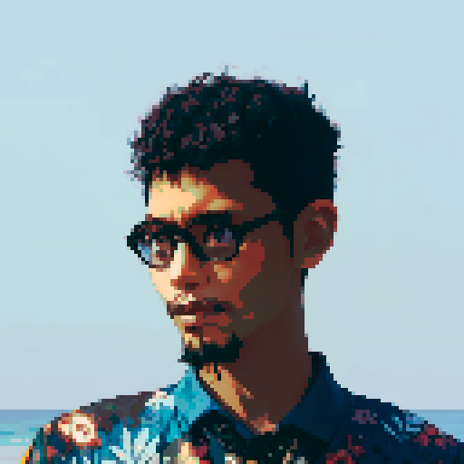 Southeast Asian man, short curly hair, round glasses, tanned, goatee, diamond shaped face, black eyes, age 25, wearing a cloaks