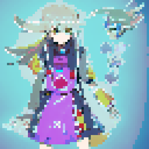 white clothes, green hair, simple character