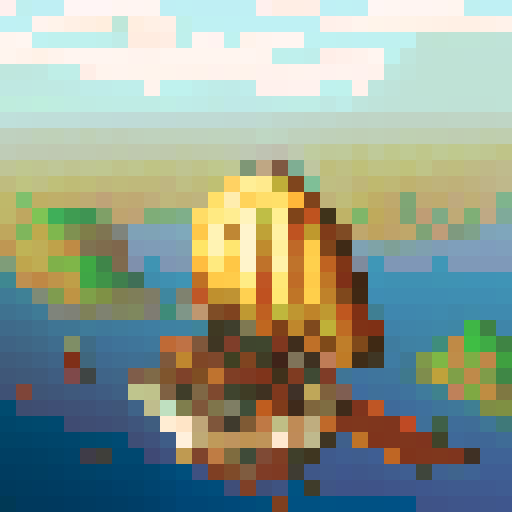 Steampunk airship, soaring over ivory mountains, crafted in detailed pixel art