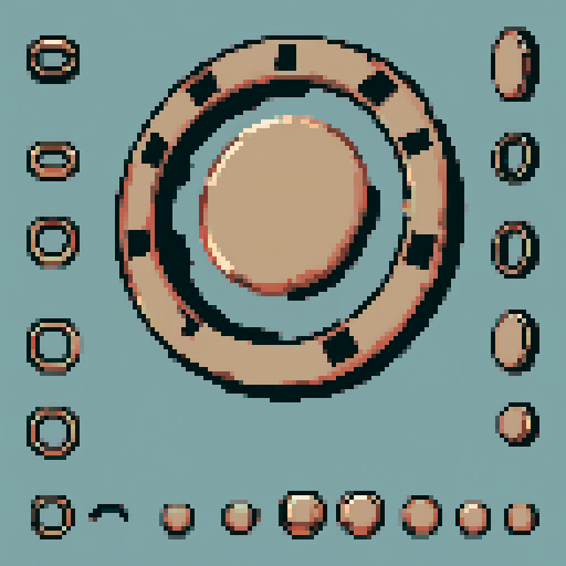 I want a horizontally wide copper attachment port. It should accept a circular object. I want this object usable an asset in a videogame, meaning only one object per image, outlined with a strong black stroke, on a solid-color background.
