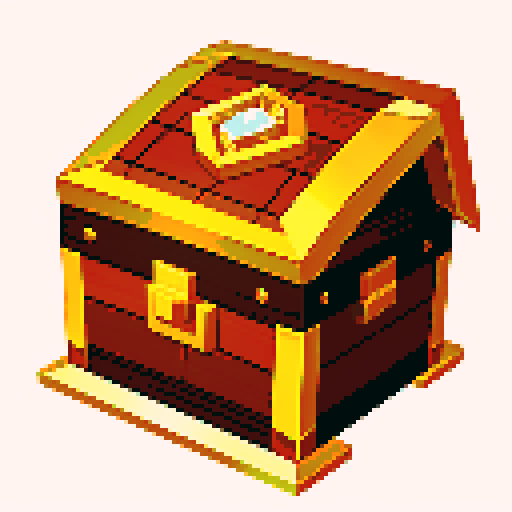 diamond treasure chest, shiny, pixel art, sRGB