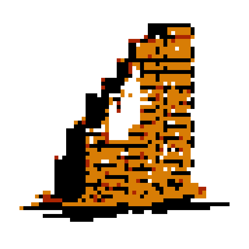 crumbling brick rectangle. Simple style, thick black lines, white background.