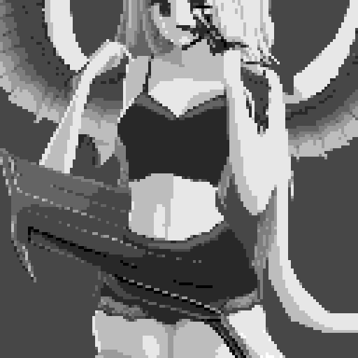 lustful succubus, skin tight lace, deep v-neck crop top, demonic scythe, pixel art, sRGB