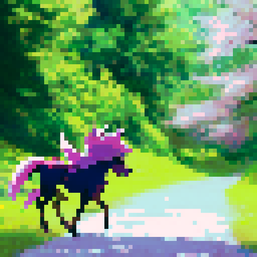 "Graceful MLP pony gallops through a serene, cherry blossom-filled meadow, her lustrous mane billowing behind her in an anime-inspired art style."