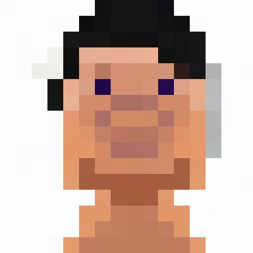 Create a vibrant game icon featuring a striking close-up pixel portrait, rendered in stunning 16x16 pixel art.