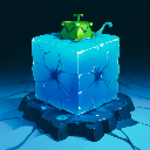 Blue Slime cube, Gelatinous cube, wearing crown, giant Slime, boss fight