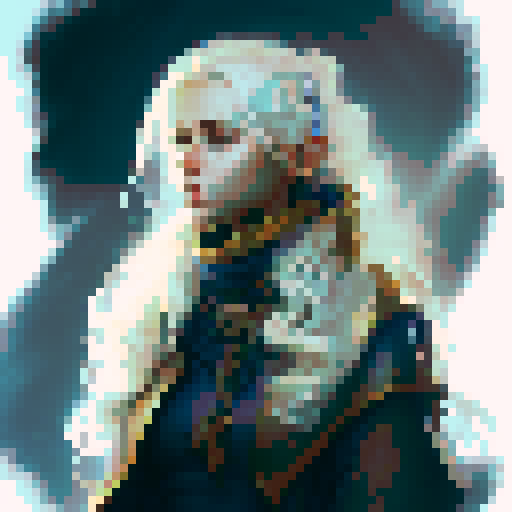 Please generate portrait art for a fantasy character. This character is a busty elf with long blonde hair and blue eyes. 