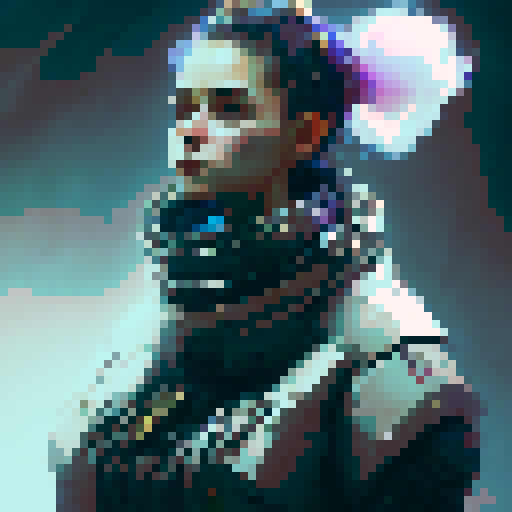 bold, fierce, yet slightly adorable humanoid robot with glowing eyes