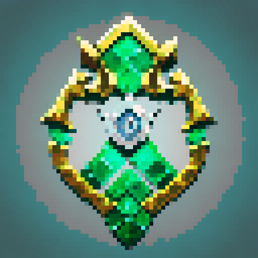 fantasy pixel art shield, two engrailed top, elaborate metallic gold edge, solid wooden field, solid black background