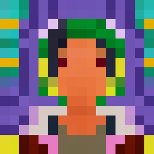 "Cyberpunk Pop Mart 3D toy in Stephen Hillenburg style, featuring a cute girl with explosive hairstyle and yellow jumpsuit, eye contact towards viewer, high-detail design, vivid colors, and street style, with mockup blind box effect and close-up portrait reminiscent of a game icon in 16x16 pixel art."