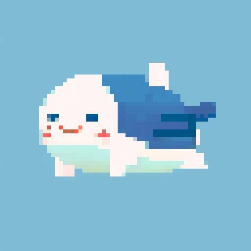cute whale character, white background