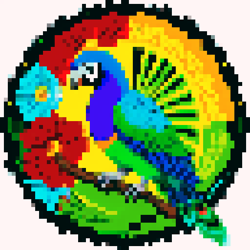 colorful birds with details like peacock or parrot