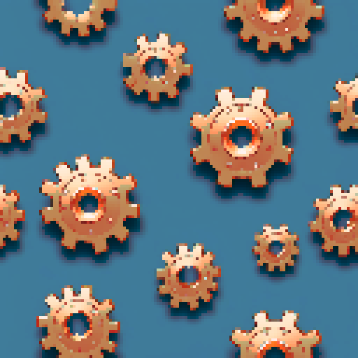 Small glowing will of the wisp, with three interlocking copper gears behind it. on a solid color background so I can easily remove the background