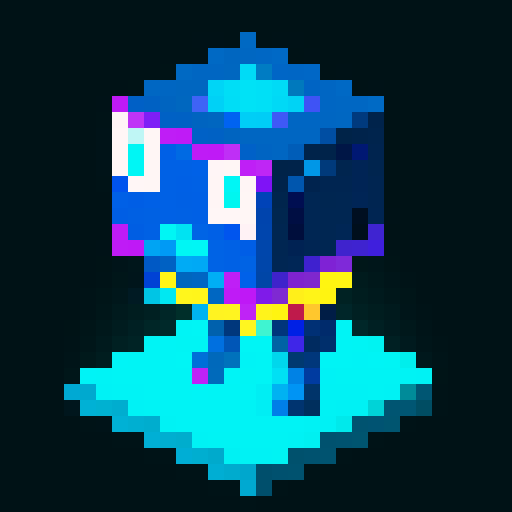 Cute robot with glowing light head, isometric