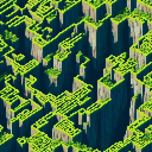 top-down view of cliffs winding like a maze in maze runner
