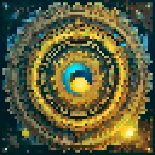 A breathtaking celestial mandala masterpiece featuring an intricate cosmic dance between the moon and sun, rendered in semi-realistic style with bold, flowing outlines that create a mesmerizing sense of movement. The moon section glows with ethereal blue-gray luminescence, its cratered surface textured with icy cyan highlights and deep slate shadows. The sun portion radiates with essential golden-yellow solar flares (only where necessary) surrounded by a corona of warm tans and rich browns. The 