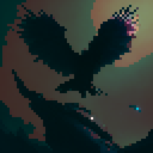 Raven with obsidian feathers, soaring through a moonlit sky, ready to strike with razor-sharp claws, embodying the essence of a fantastical RPG world