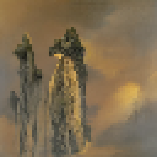 the ruins of the castle on the sunset