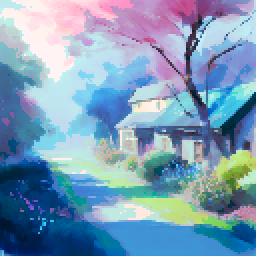 A painter painting something colorful