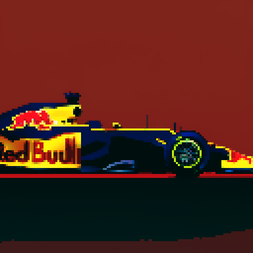 Red bull formula 1 car, full car in view, side profile, red background, close up