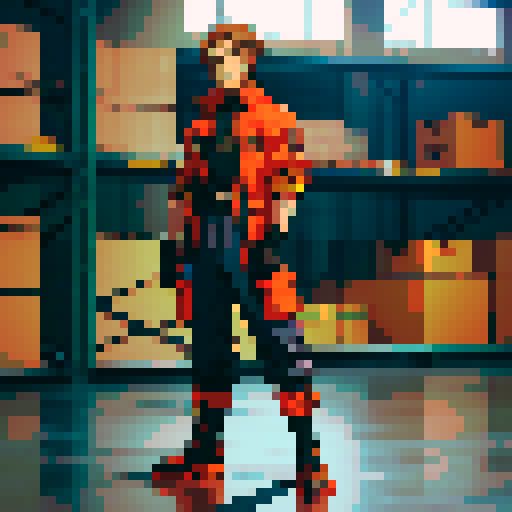 A male warehouse worker for Amazon Germany, wearing jacket, gloves and safety boots
