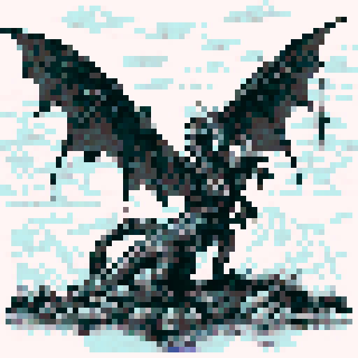  a dragon, black and white image
