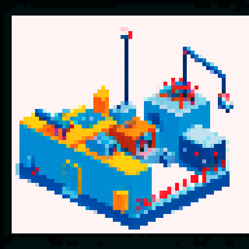 I need an image that those machinery working and making parts in a factory