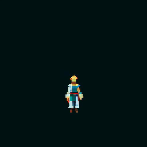 Top-down RPG pixel male torso without head. Each frame is 56x89, centered in a 128x128 canvas. Classic MMORPG style. Include idle and 4-direction (up, down, left, right).