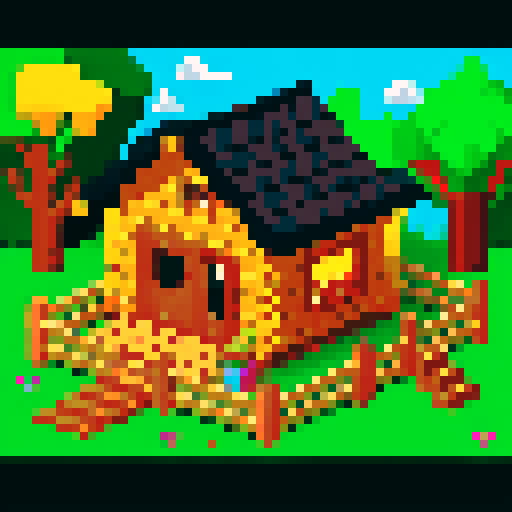 pixel art 2d log cabin