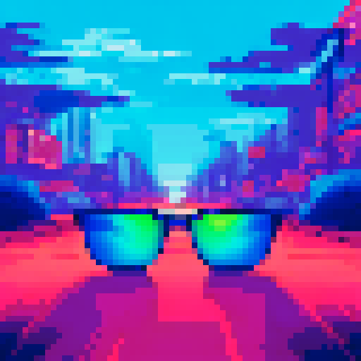 Reflective, neon, rectangular, black-framed sunglasses