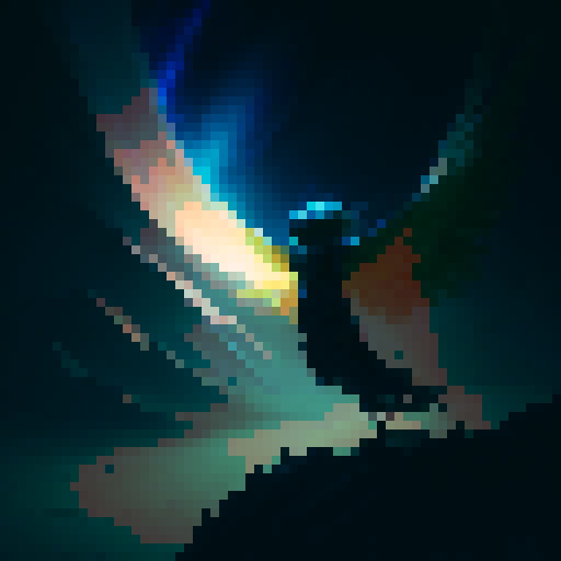 Solo vocalist, ethereal notes echoing through a celestial realm, adorned with celestial wings, performing in a majestic golden amphitheater floating amidst the clouds, surrounded by mythical creatures and enchanting landscapes, painted in vibrant hues reminiscent of a fantasy RPG