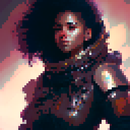 bold, fierce, yet slightly adorable humanoid creature with a semi-profile, featuring glowing eyes, no additional details