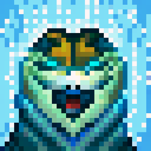 Wolf avatar, portrait, glowing eyes, very clear, 10 colours maximum